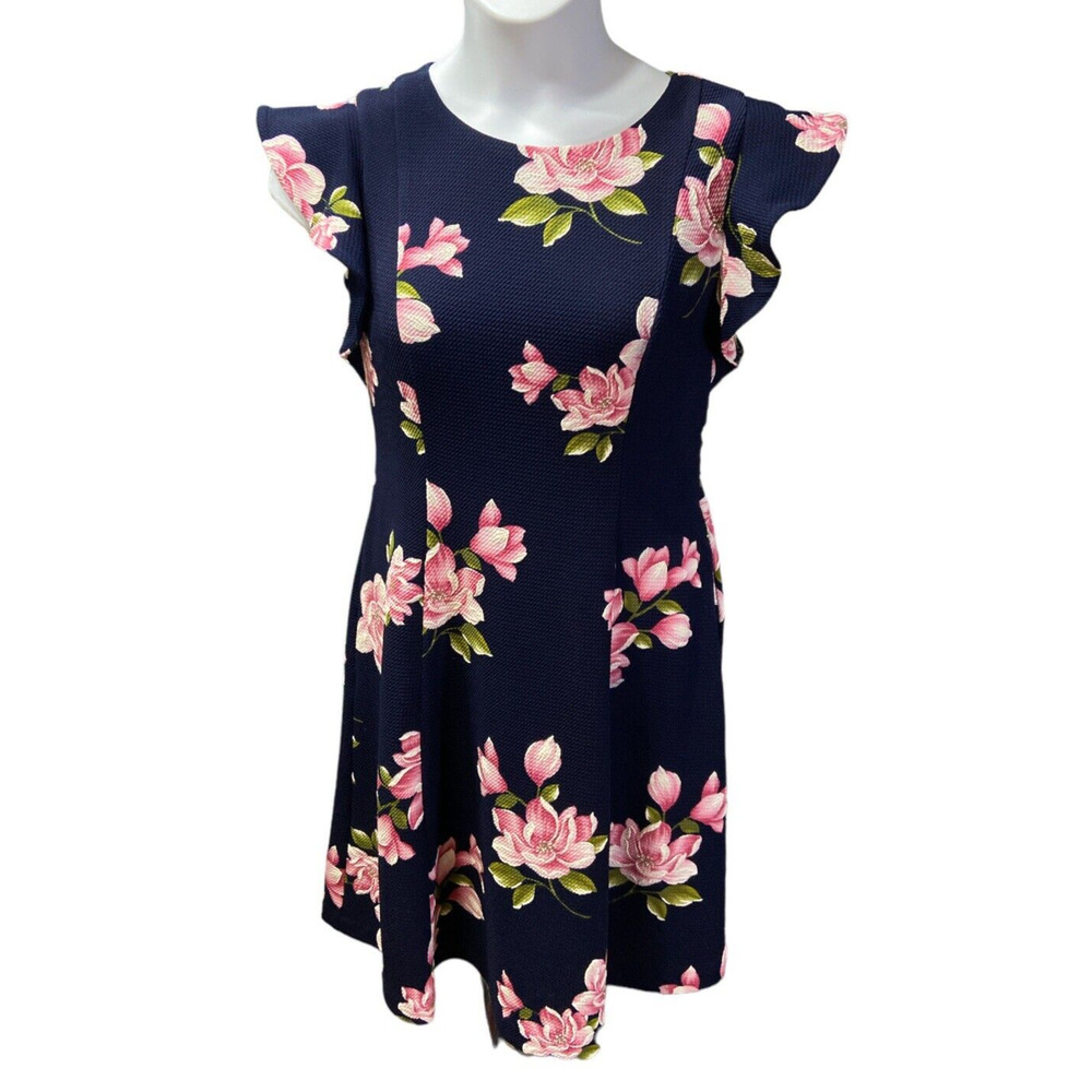 Jessica Howard Butterfly Sleeves Floral Fit Flare Dress Size 10 Petite